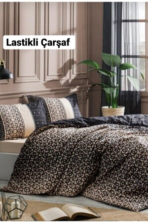 Double Sheet Elastic Duvet Cover Set Noche Black zynnchftd - Özdilek
