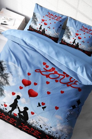 Çift Kişilik Nevresim Seti Sık Dokuma Pamuk Saten 3d Özel Tasarım Love Balloon (çarşafsızdır) PERLASERA29562 - PerlaSera