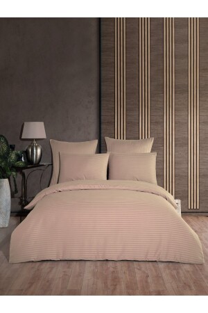 Çift Kişilik Pamuk Saten Otel Nevresim Takımı Bej-8 Renk LVNS-N-81 - NANOSOFT
