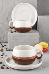 Çift Renk El Yapımı Türk Kahvesi, Espresso Fincan Seti 2 Li H86836496011466fcH - Hanne
