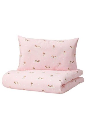 Double Sided Baby Duvet Cover Set Meridyendukkan Pink Color Dog Themed 110x125/35x55 Cm 8782y7 - IKEA
