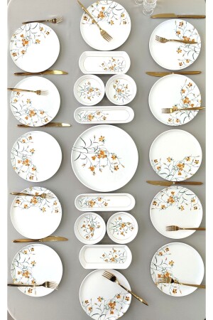 Çiğdem Model 21 Piece Breakfast Set for 12 Persons Breakfast Set[Yellow 12] - Yiğit Seramik Züccaciye