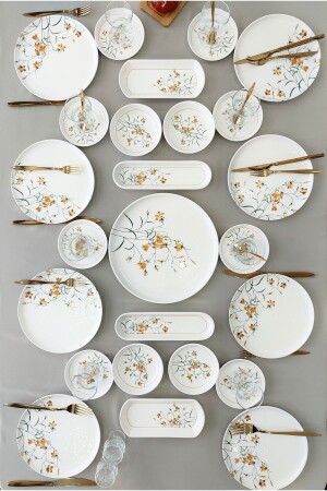 Çiğdem Model 25 Piece Breakfast Set for 8 Persons Breakfast Set[Yellow 8] - Yiğit Seramik Züccaciye