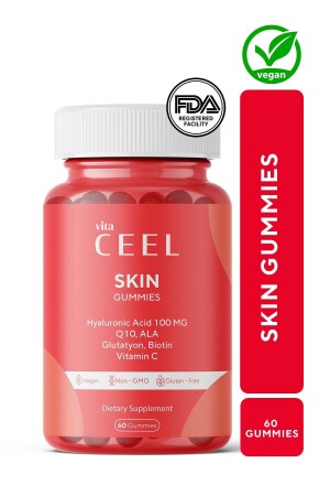 Cilt Vitamini Çiğnenebilir Vegan Gummy- Hyaluronic Acid- Vitamin C- Glutatyon- Q10- Ala- Biotin - Vita Ceel