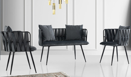 Çınar Anthracite Tea Set Armchair - Cadde Yıldız