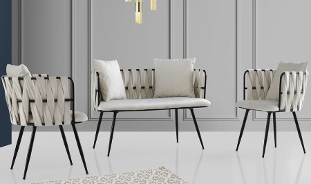 Çınar Cream Tea Set Armchair - Cadde Yıldız
