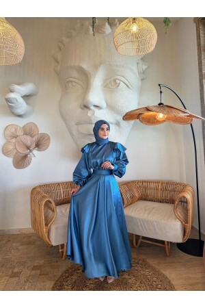CINDY INDIGO HIJAB EVENING DRESS - Byateiler