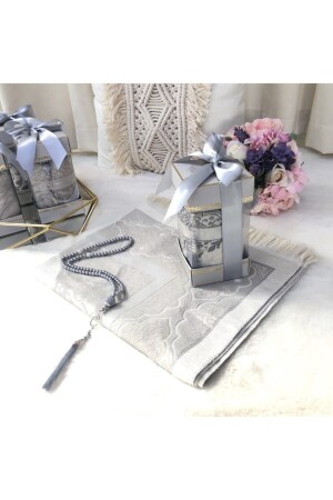 Çırağan Series Prayer Rug Prayer Beads Gift Set Gray - Ensarhac