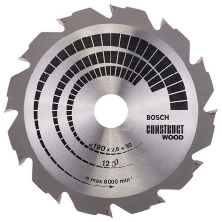 Circular saw blade for wood BOSCH Construct 190x2.6x30mm Z12 - Bosch Accessories
