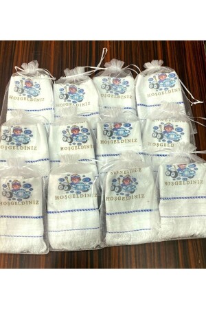 Circumcision Towel with Pouch, Car Towel, Convoy Towel, Pack of 12, Blue Car Wedding Towel 30214 - yörük tuhafiye