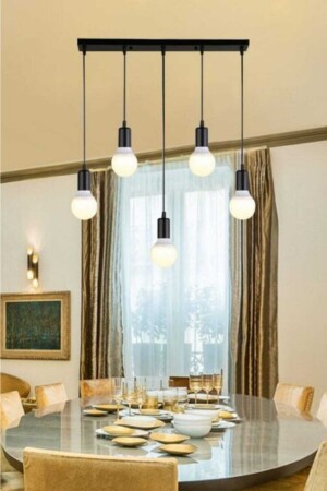 Çisem 5-teiliger schwarzer Reihen-Hängelampen-Kronleuchter ÇSM-SRL-05 - BSA LIGHTING
