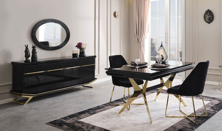 Clara Black Gold Dining Room - Cadde Yıldız