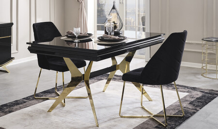 Clara Black Gold Table Set - Cadde Yıldız
