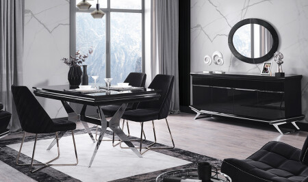 Clara Black Silver Dining Room - Cadde Yıldız