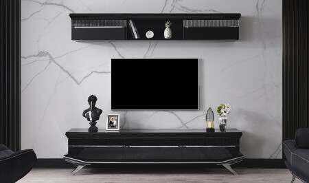 Clara Black Silver TV Unit - Cadde Yıldız