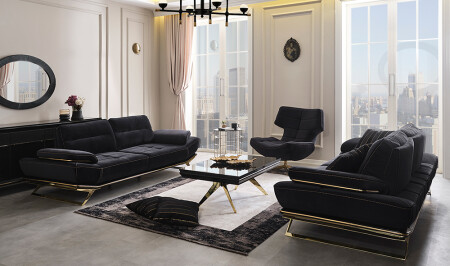 Clara Gold - Black Sofa Set - Cadde Yıldız