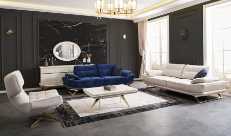 Clara Gold Sofa Set - Cadde Yıldız
