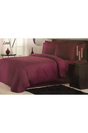 Claret Red Line Double Cotton Satin Duvet Cover Set 8697353453809 - Özdilek
