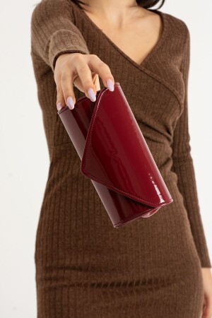 Claret Red Patent Leather Mini Evening Dress Bag Clutch Portfolio Bag - Efnanstore
