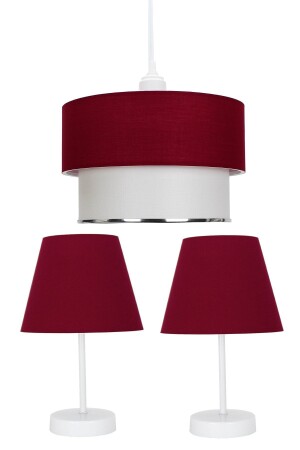Claret Red Triple Lampshade and Chandelier Set Bedroom Lighting luksev-100 - Vivido Abajur