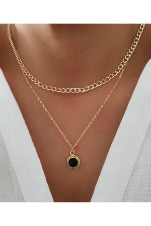 Classic Chain 2-Piece Combination Set Black Mother of Pearl - Denizdenal