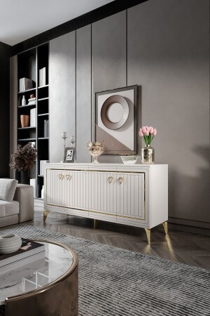 Classy Console MDF Mebrane Cover Ecru Gold KNS1001 - Mapa