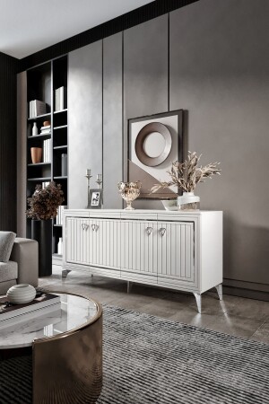 Classy Console MDF Mebrane Cover White Silver KNS1001 - Mapa