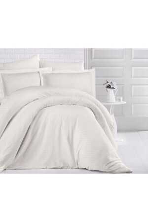 Clasy Double Striped Satin Duvet Cover Set 8680628621249 - Clasy