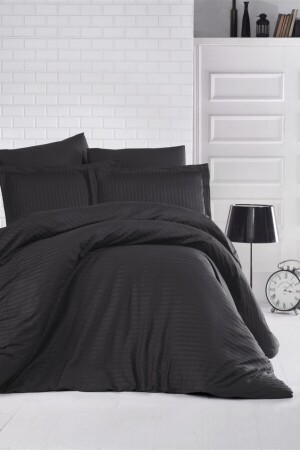 Clasy Satin Striped Double Duvet Cover Set CL21256 - Clasy