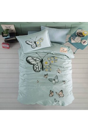 Clasy Single Ranforce Duvet Cover Set Daisy Love Mint Children Youth Nev. Tk. Daisy Love V1 - DENİZLİ ÇEYİZ