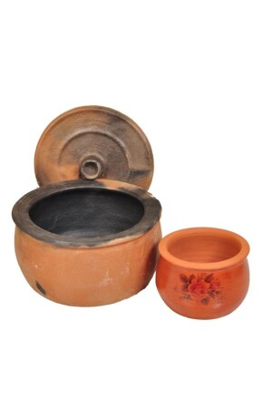 Clay Casserole for 8-10 People (1 Piece of 1 Liter Yogurt Pot - 1 Piece of Casserole Lid as a Gift) 556 - SAMESA HEDİYELİK