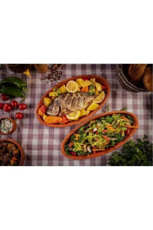 Clay Casserole with Glazed Inside 27 Cm Oval Boat Casserole Pan Set - 2 Li 27cmoval - HerşeyTopraktan