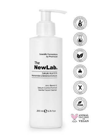 Cleansing Gel for Oily and Acne-Prone Skin 200 ml (0%). 5 SALICYLIC ACID, NIACINAMIDE) NL11 - The NewLab