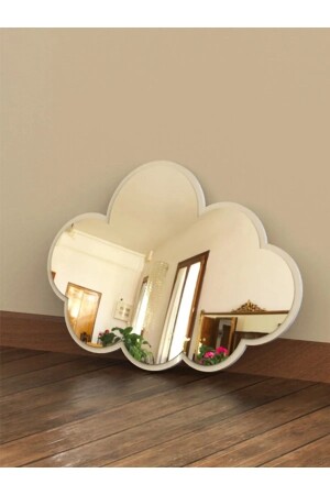Cloud Patterned Silver Mirrored Plexi Wall Decoration for Children's Room 28x21 cm - Storhome