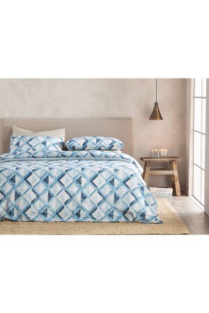 Cloudy Argyle Easy Iron Double Bettbezug-Set 200 x 220 cm Blau TYCUL8U0XN168608502163192 - English Home