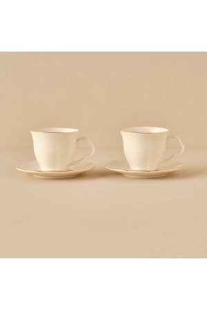 Clover Porcelain Teacup Set of 2 Gold (280 cc) - Bella Maison