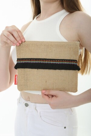 Clutch-Stofftasche aus Jute - Serkan Çanta Bez Çanta Atölyesi