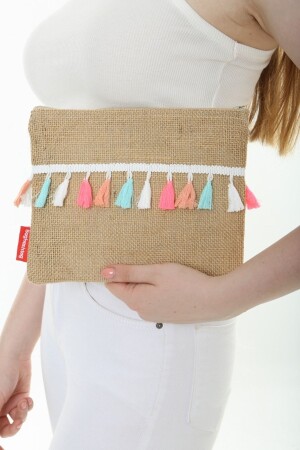 Clutch-Stofftasche aus Jute - Serkan Çanta Bez Çanta Atölyesi