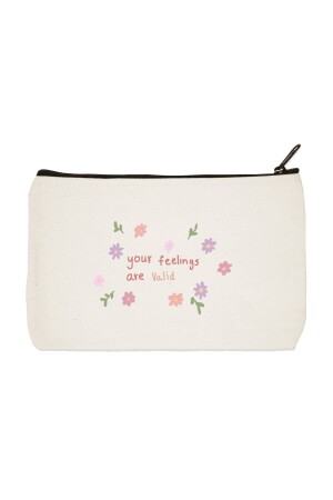 Clutch Your Feelings Are Valid Baskılı Bez Makyaj Çantası- Kalemlik- El Çantası - Designedfy