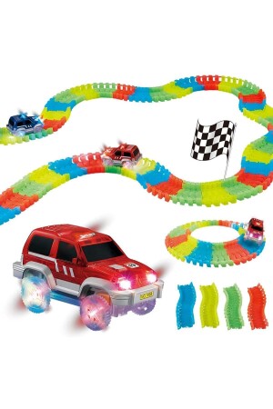 Co3838 Magic Tracks Colorful Moving Rails 384 Pieces LED Lighted Toy Car Track with 2 Cars - Cimcime Oyuncak