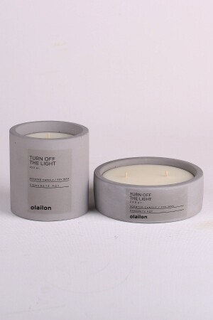 Cocoa and Cream Scented Candle - Decorative Double Candle Set with Concrete Pot - Olailon