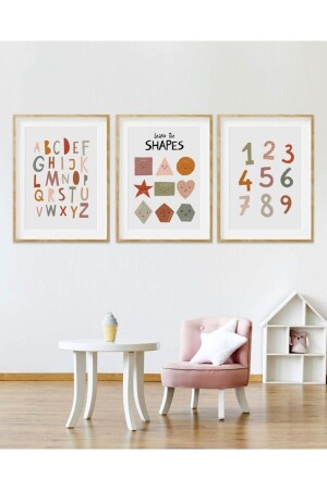 Kids / Baby Room Learn Shapes 100% MDF Wall Painting Set 3 Pieces - Teknograf