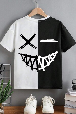 Çocuk Cartoon Face Pamuklu Tshirt - Uyguntarz
