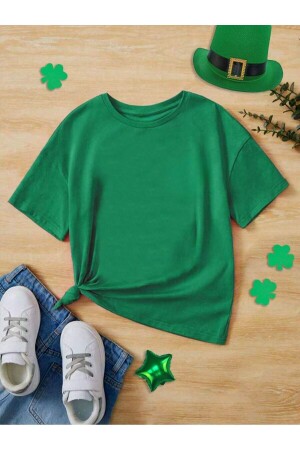 Çocuk Düz yeşil Unisex Tshirt - Bymeer