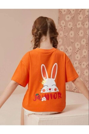 Çocuk Kız Tavşan Baskılı Oversize T-shirt - Afrokids