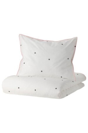 Kinder-Bettbezug-Set für Einzelbett, Meridyendukkan, 150 x 200/50 x 60 cm, Weiß-Punktmuster, Weißer Bettbezug 5568333 - IKEA