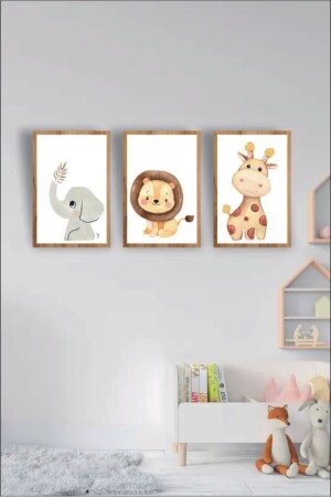 Çocuk Odası Safari Dekoratif Retro Mdf Tablo ( Çerçeve Görünümlü ) - Hediyesepetin