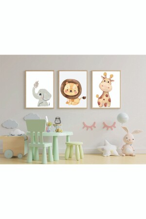 Çocuk Odası Safari Dekoratif Retro Mdf Tablo ( Çerçeve Görünümlü ) - Ret Dizayn