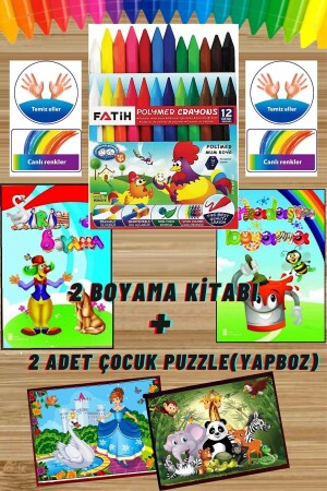 Çocuklar Için 2 Boyama Kitabı-silinebilen Mum Boya- 2 Yapboz - Ata Yayıncılık