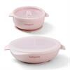 Çocuklar için kapaklı silikon yemek takımı, pembe – 2 parça - BABYONO